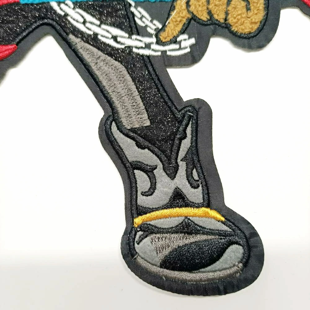 Design iron-on large embroidery big guitar bear cartoon patches for clothing HE-3406
Design iron-on large embroidery big guitar bear cartoon patches for clothing HE-3406