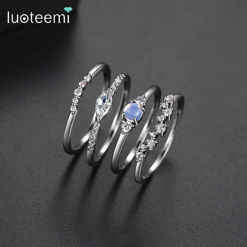LUOTEEMI 2021 New Fashion Ring Sets for Women Simple Design Anillos Vintage Silver Color Joint Rings Trendy 4 pcs Rings Gifts
LUOTEEMI 2021 New Fashion Ring Sets for Women Simple Design Anillos Vintage Silver Color Joint Rings Trendy 4 pcs Rings Gifts