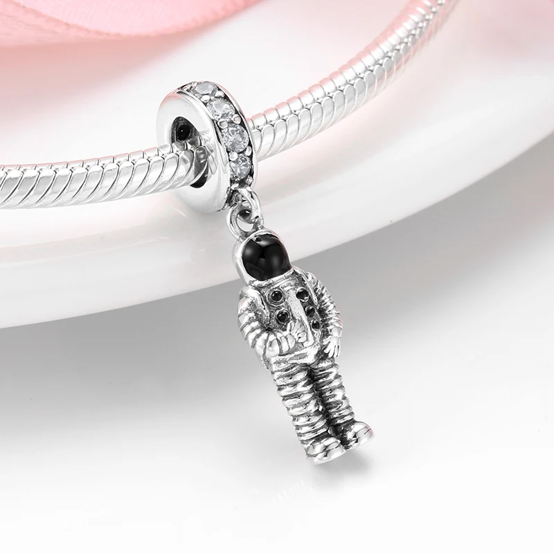 Модные космические подвески с астронавтом из стерлингового серебра 925 подходят для оригинальных браслетов-шармов.