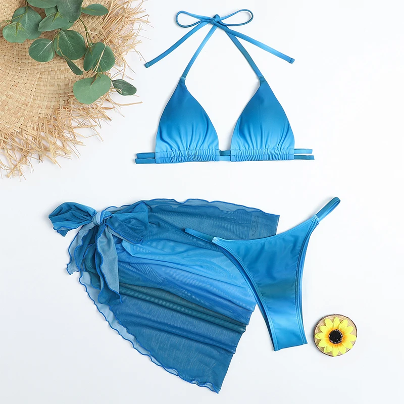 Mossha Sexy tie dye bikini 2021 Halter push up swimwear women 3-piece mesh skirt swimsuit String bathing suit Triangle swimming
Mossha Sexy tie dye bikini 2021 Halter push up swimwear women 3-piece mesh skirt swimsuit String bathing suit Triangle swimming