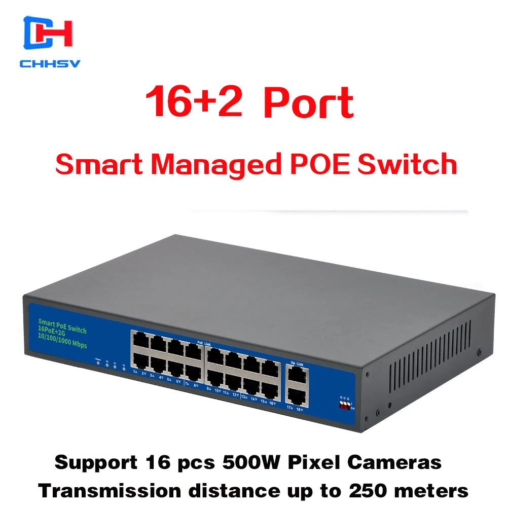 16 Ports POE switch Ethernet with standardized port IEEE 802.3 af/at 1Gigabit uplink +1 SFP 250m
16 Ports POE switch Ethernet with standardized port IEEE 802.3 af/at 1Gigabit uplink +1 SFP 250m