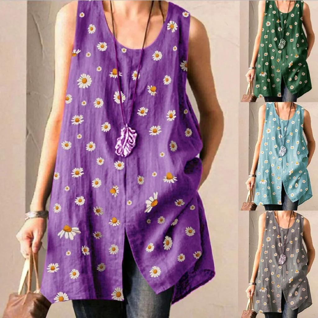 Oversized Fashion Daisy Print Blouse Cotton Linen Loose Tops Casual Summer Ladies Top Female Women Sleeveless Blusas Pullover
Oversized Fashion Daisy Print Blouse Cotton Linen Loose Tops Casual Summer Ladies Top Female Women Sleeveless Blusas Pullover