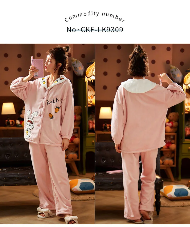 Thin Flannel Pajamas Set 2pc 2020 Autumn Winter Warm Flannel Women Pyjamas Sets Thick Coral Velvet Long Sleeve Cartoon Sleepwear
Thin Flannel Pajamas Set 2pc 2020 Autumn Winter Warm Flannel Women Pyjamas Sets Thick Coral Velvet Long Sleeve Cartoon Sleepwear