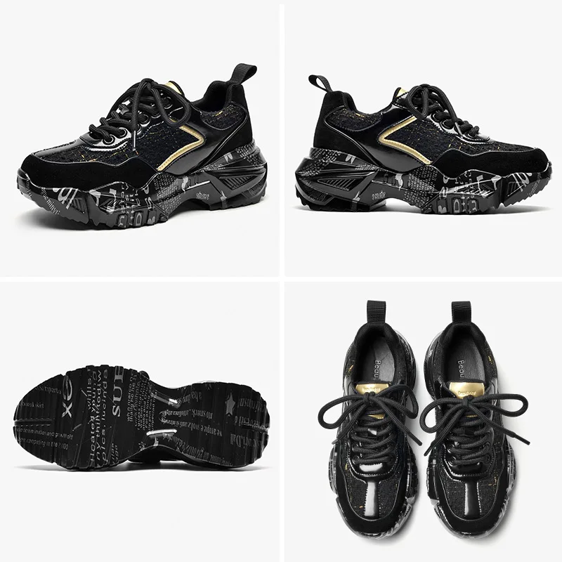 BeauToday Chunky Sneakers Women Synthetic Leather Patchwork Round Toe Lace-Up Female Casual Flat Shoes Fashion Trainers 29398
BeauToday Chunky Sneakers Women Synthetic Leather Patchwork Round Toe Lace-Up Female Casual Flat Shoes Fashion Trainers 29398