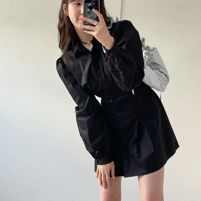 2021 Spring New Korean Chic Retro Slim Waist Single-breasted Long-sleeved Temperament Dress Simple Fashion All Match Vestidos
2021 Spring New Korean Chic Retro Slim Waist Single-breasted Long-sleeved Temperament Dress Simple Fashion All Match Vestidos