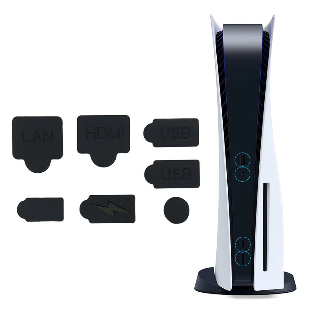 For Playstation 5 7pcs Silicone Dust Plugs Set USB HDMI-compatible Interface Anti-Dust Cap Dustproof Cover for PS5 Game Console
For Playstation 5 7pcs Silicone Dust Plugs Set USB HDMI-compatible Interface Anti-Dust Cap Dustproof Cover for PS5 Game Console