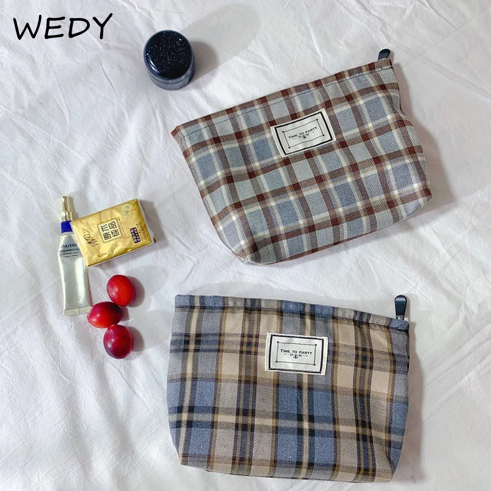 Korean Plaid Makeup Bag Cotton Fabric Large Toiletry Wash Bag Women Cosmetic Pouch Necesserie Organizer Beauty Case Lady Clutch
Korean Plaid Makeup Bag Cotton Fabric Large Toiletry Wash Bag Women Cosmetic Pouch Necesserie Organizer Beauty Case Lady Clutch