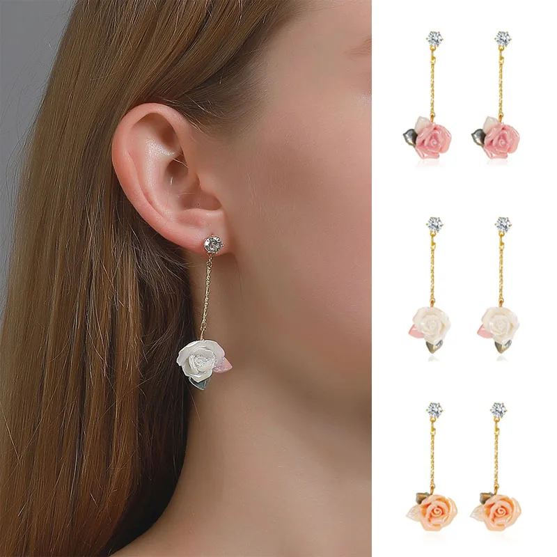 High Quality Crystal 3D Rose Pendant Earrings For Women Girls Fashion Long Flower Charms Stud Ear Jewelry Party Gifts
High Quality Crystal 3D Rose Pendant Earrings For Women Girls Fashion Long Flower Charms Stud Ear Jewelry Party Gifts