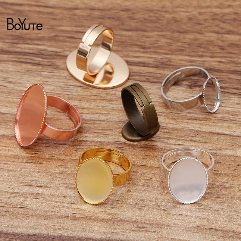

BoYuTe (40 Pieces/Lot) 10*14MM 13*18MM 18*25MM Oval Cabochon Ring Base Diy Adjustable Ring Blanks Jewelry Accessories