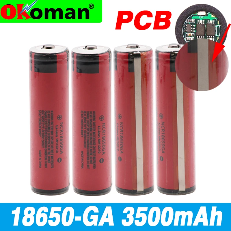 Оригинальная 18650 GA 3 7 v 3500mah литиевая аккумуляторная батарея сварка с защитой (PCB)