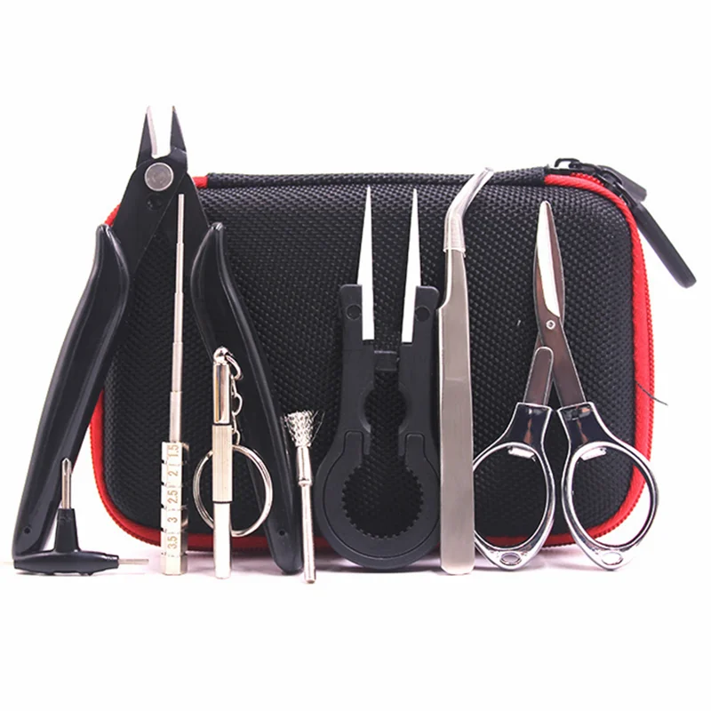 Electronic 9 in 1 Cigarette DIY Tool Kit Coil jig Tweezers Pliers Repair Tool Kits for Cig Accessories Vape Bag Coiling Kit
Electronic 9 in 1 Cigarette DIY Tool Kit Coil jig Tweezers Pliers Repair Tool Kits for Cig Accessories Vape Bag Coiling Kit