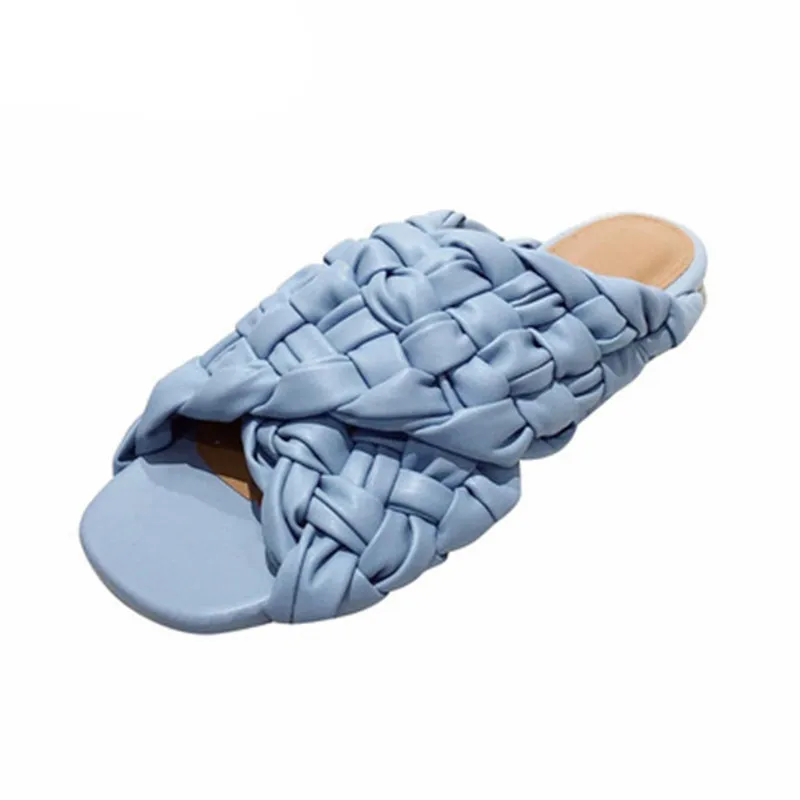 2021 Summer Flats Woman slides Knitting Solid Color Modern Slippers Outdoor Sexy Beach Concise High Quality Female Slippers
2021 Summer Flats Woman slides Knitting Solid Color Modern Slippers Outdoor Sexy Beach Concise High Quality Female Slippers