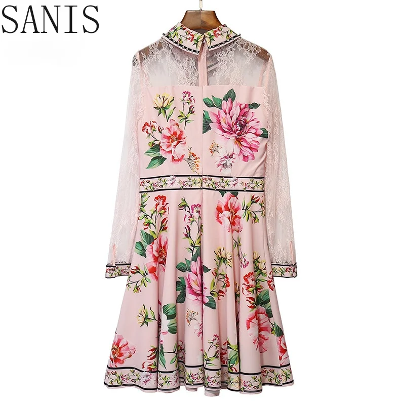 Sanis 2021 Fashion Designer Summer Dress Women's Elegant Lace Patchwork Long sleeve Floral Print Pink Mini Party Dress
Sanis 2021 Fashion Designer Summer Dress Women's Elegant Lace Patchwork Long sleeve Floral Print Pink Mini Party Dress