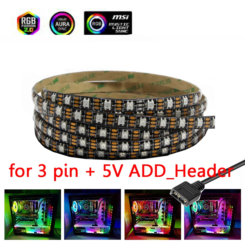 Полноцветная светодиодная RGB лента с цифровым адресом 5 В для ПК 2 0 3-контактный