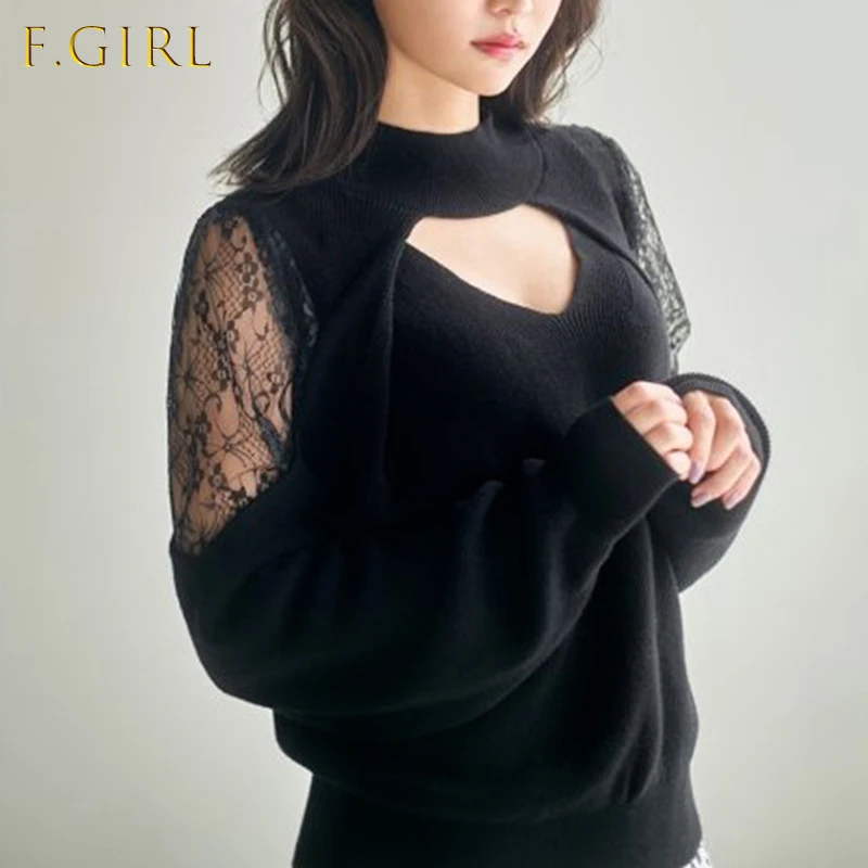 Japanese Women Sweaters 2021 Autumn Winter New Knitting Pullover Solid Love Hollow Off Shoulder Lace Stitching Jumpers
Japanese Women Sweaters 2021 Autumn Winter New Knitting Pullover Solid Love Hollow Off Shoulder Lace Stitching Jumpers