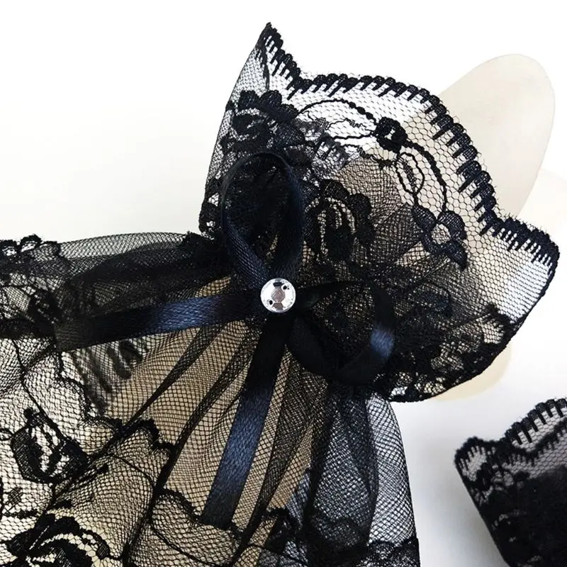 EDCRFV 1Pair Women Black Lace Wrist Cuffs Bracelets Rhinestone Bow Fingerless Gloves
EDCRFV 1Pair Women Black Lace Wrist Cuffs Bracelets Rhinestone Bow Fingerless Gloves