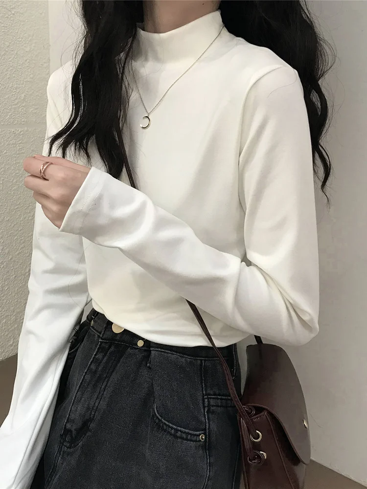 Half High Collar Bottomed Shirt Women's Autumn 2021 New Style with Thin Black Long Sleeved T-shirt, a Small Number of Unique
Half High Collar Bottomed Shirt Women's Autumn 2021 New Style with Thin Black Long Sleeved T-shirt, a Small Number of Unique