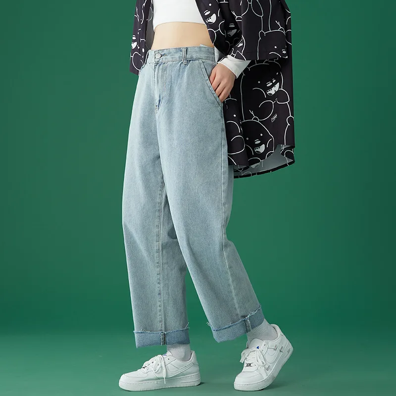 2021 осень зима женские джинсы Высокая талия широкие брюки Полная длина потертые уличные прямые джинсы с вырезами 
2021 осень зима женские джинсы Высокая талия широкие брюки Полная длина потертые уличные прямые джинсы с вырезами