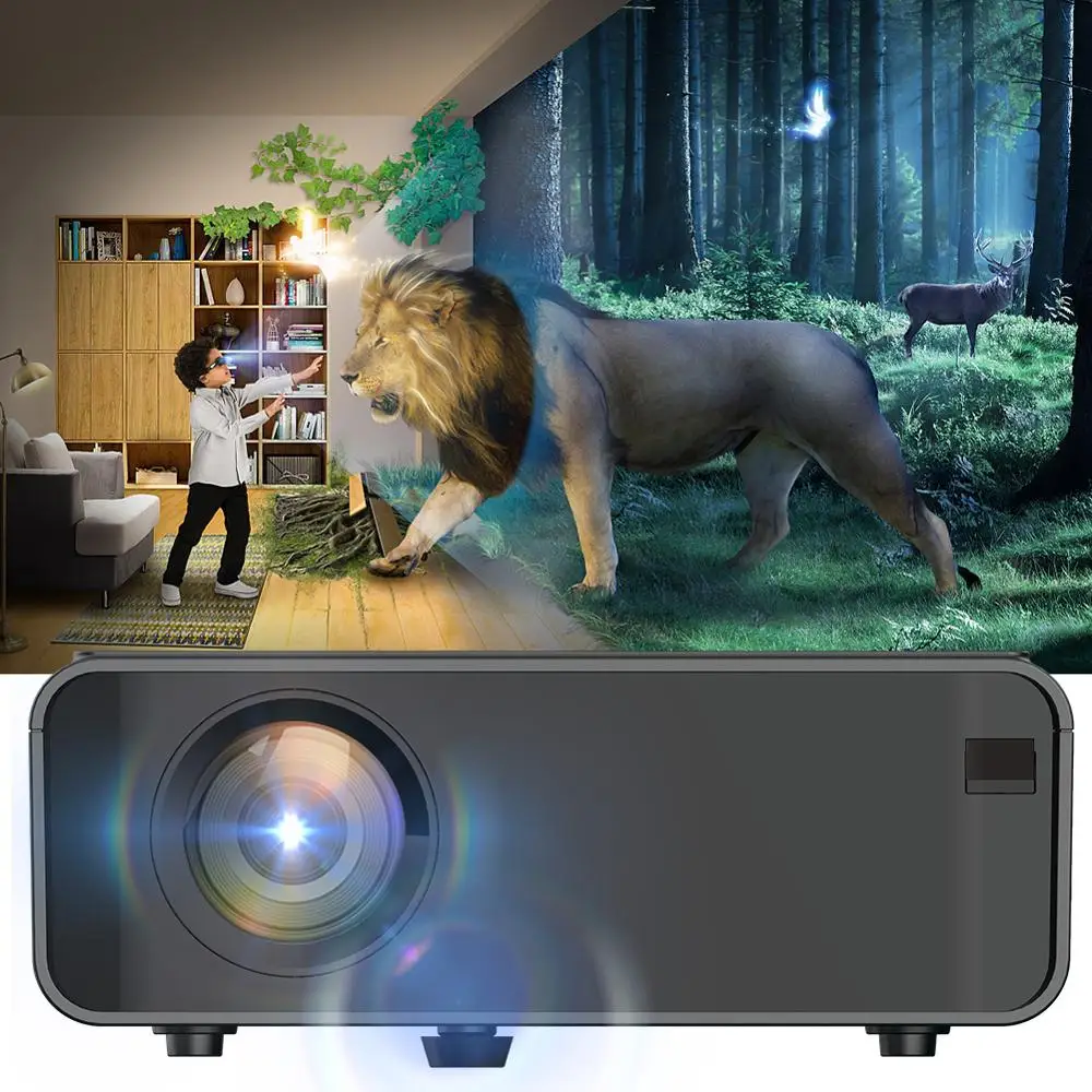 Портативный светодиодный проектор Wi Fi Bluetooth 1080P для домашнего кинотеатра HDMI USB