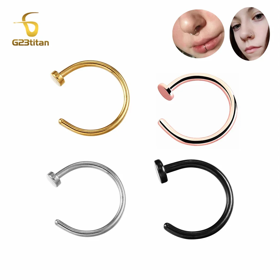 

6-10mm Fake Nose Rings Septum Hoop False Lip Clip No Piercing Titanium Body Jewelry 20G Ear Lobe Earring Hook Women Accessories