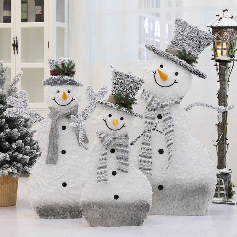 

Christmas wrought iron flocking lights snowman counter decoration shopping mall supermarket holiday scene decorations navidad