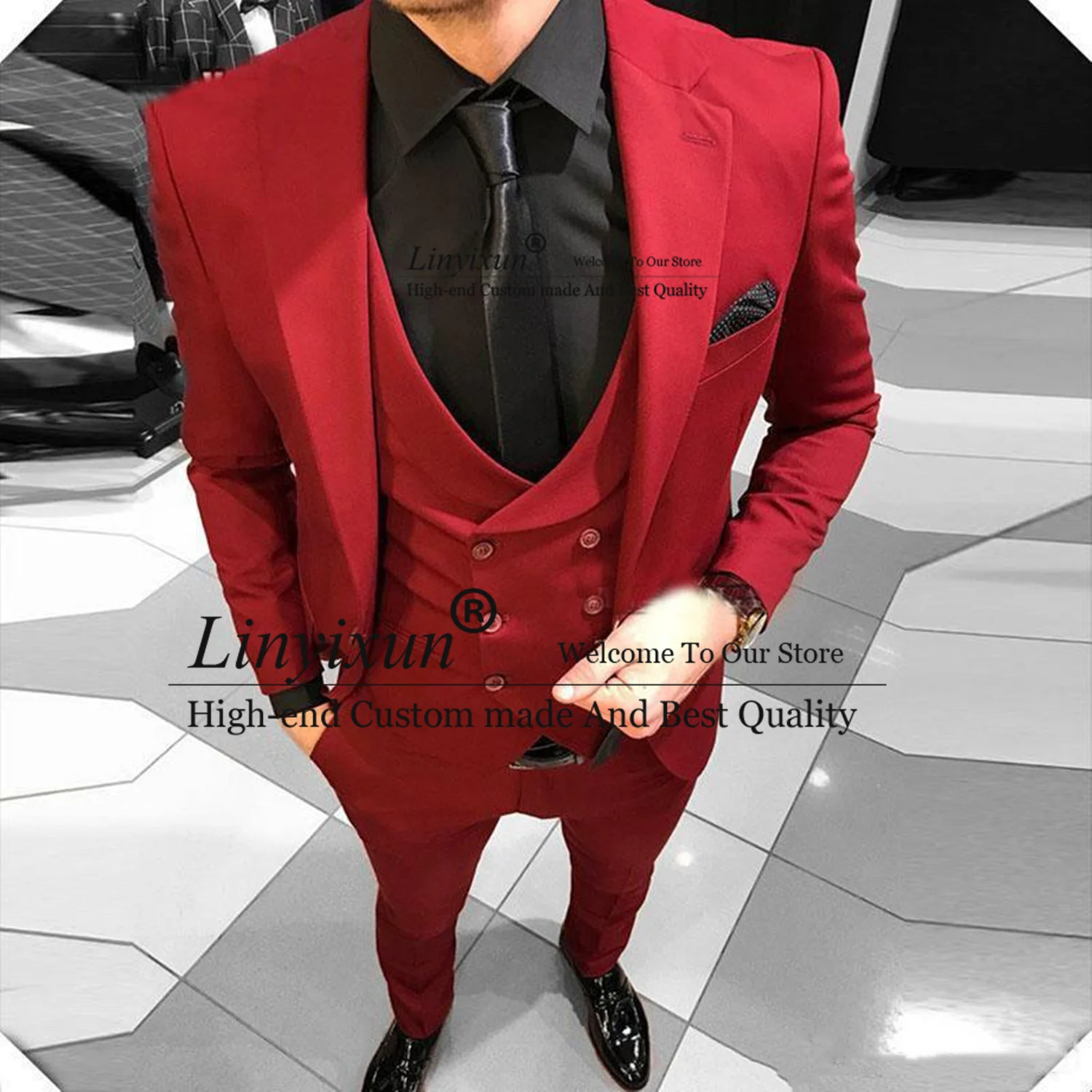 Men's Red Notched Lapel Wedding Suits Evening Party Prom Bridegroom Custom Made Slim Fit Casual Three Pieces Best Man Tuxedos
Men's Red Notched Lapel Wedding Suits Evening Party Prom Bridegroom Custom Made Slim Fit Casual Three Pieces Best Man Tuxedos