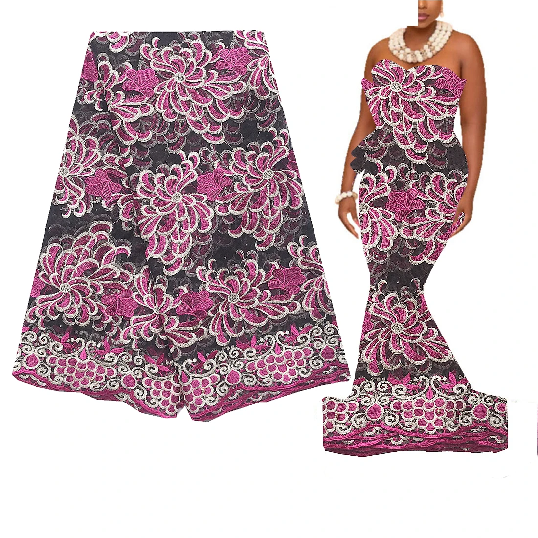 Pink Latest Lace Fabrics 2021 Embroidered French Lace Fabric 5 Yards Tulle Mesh Cord Lace with Stones Teal Luxury Nigerian Lace 
Pink Latest Lace Fabrics 2021 Embroidered French Lace Fabric 5 Yards Tulle Mesh Cord Lace with Stones Teal Luxury Nigerian Lace