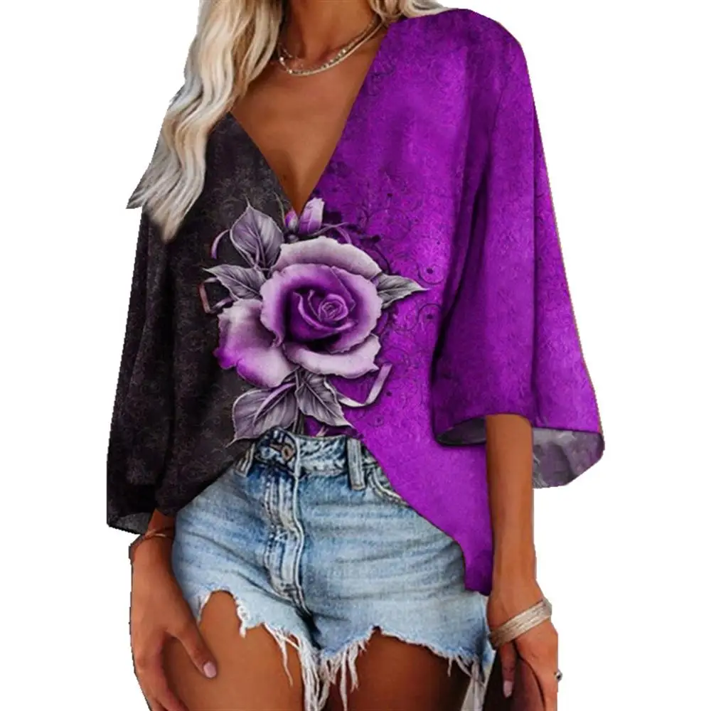 Summer Rose Flower Flared Sleeve Top Vintage Fashion High Quality Casual Women Clothing Goth Retro Floral Printed
Summer Rose Flower Flared Sleeve Top Vintage Fashion High Quality Casual Women Clothing Goth Retro Floral Printed