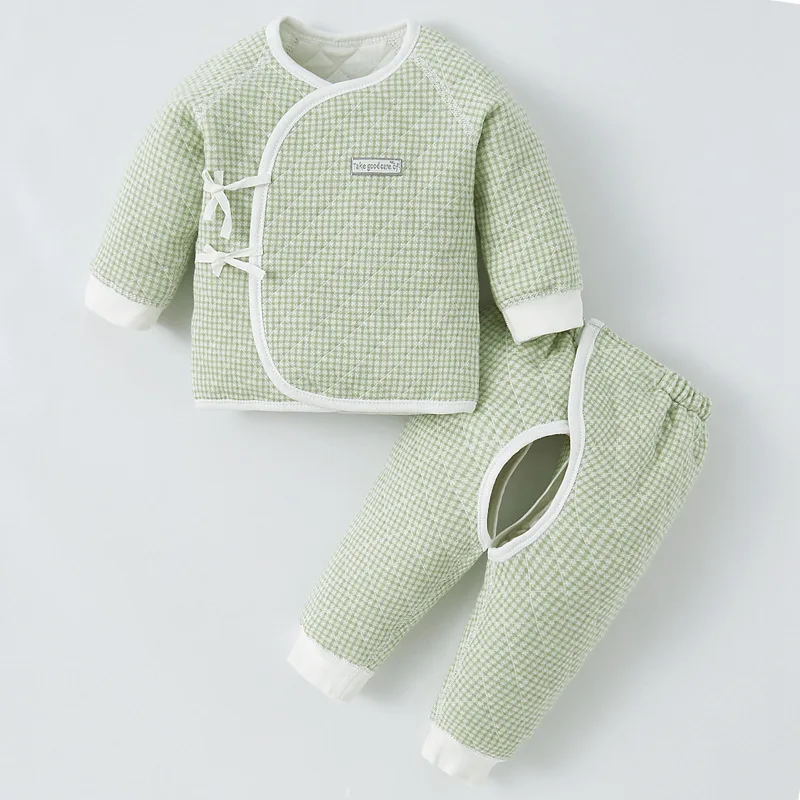 

Newborn baby clothes autumn and winter pure cotton underwear base quilted 0 monk March split newborn baby warm suit