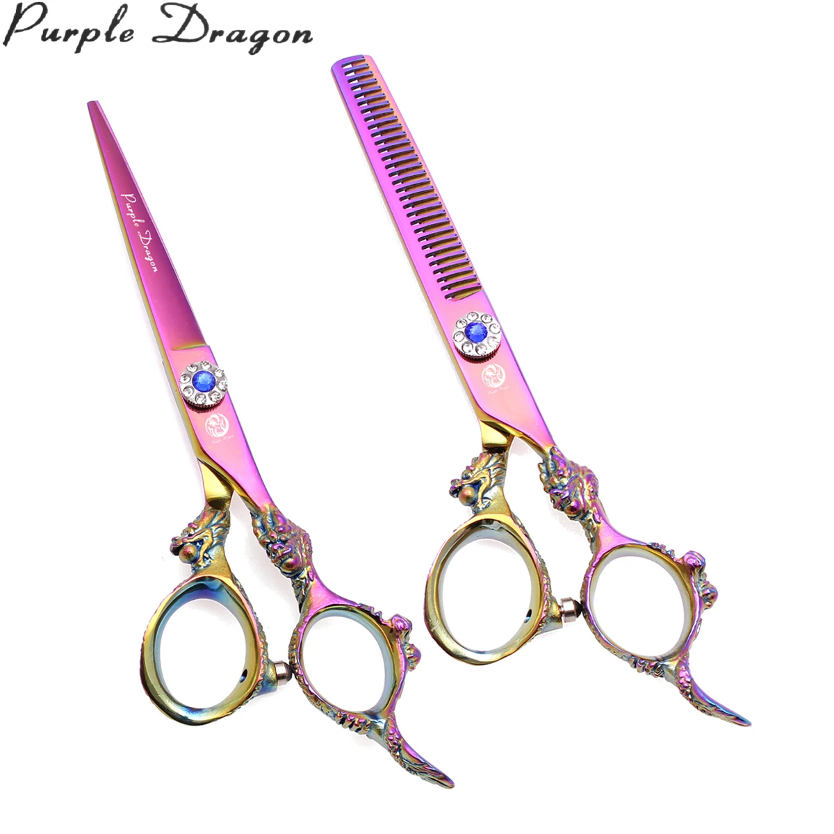 

Профессиональные ножницы для стрижки волос с фиолетовым драконом, 5,5 дюйма, японские 440C парикмахерские ножницы, радужные ножницы для стрижки, 9004 # оптом