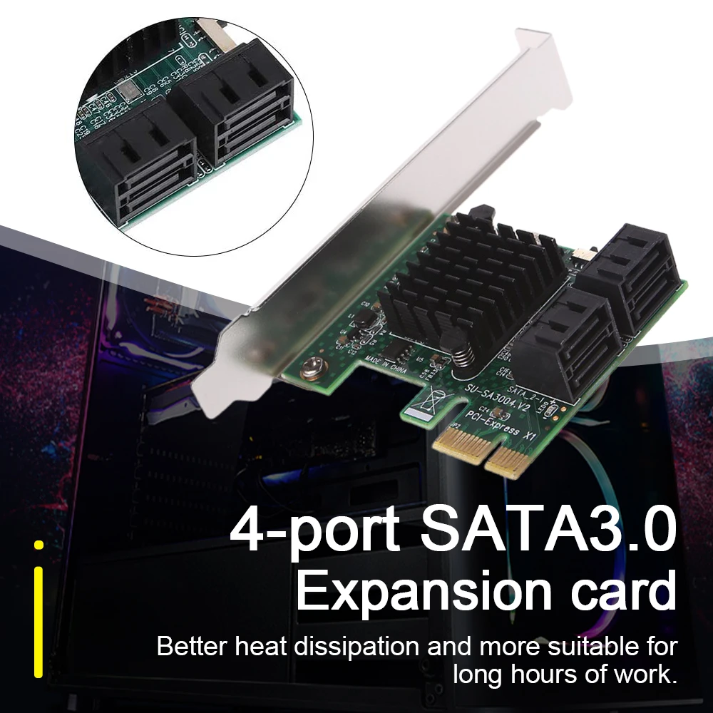 Плата расширения для настольного компьютера SATA3.0 с 4 портами PCIE 1X на SATA 3,0, карта расширения для жесткого диска, адаптер 6Gbp
Плата расширения для настольного компьютера SATA3.0 с 4 портами PCIE 1X на SATA 3,0, карта расширения для жесткого диска, адаптер 6Gbp