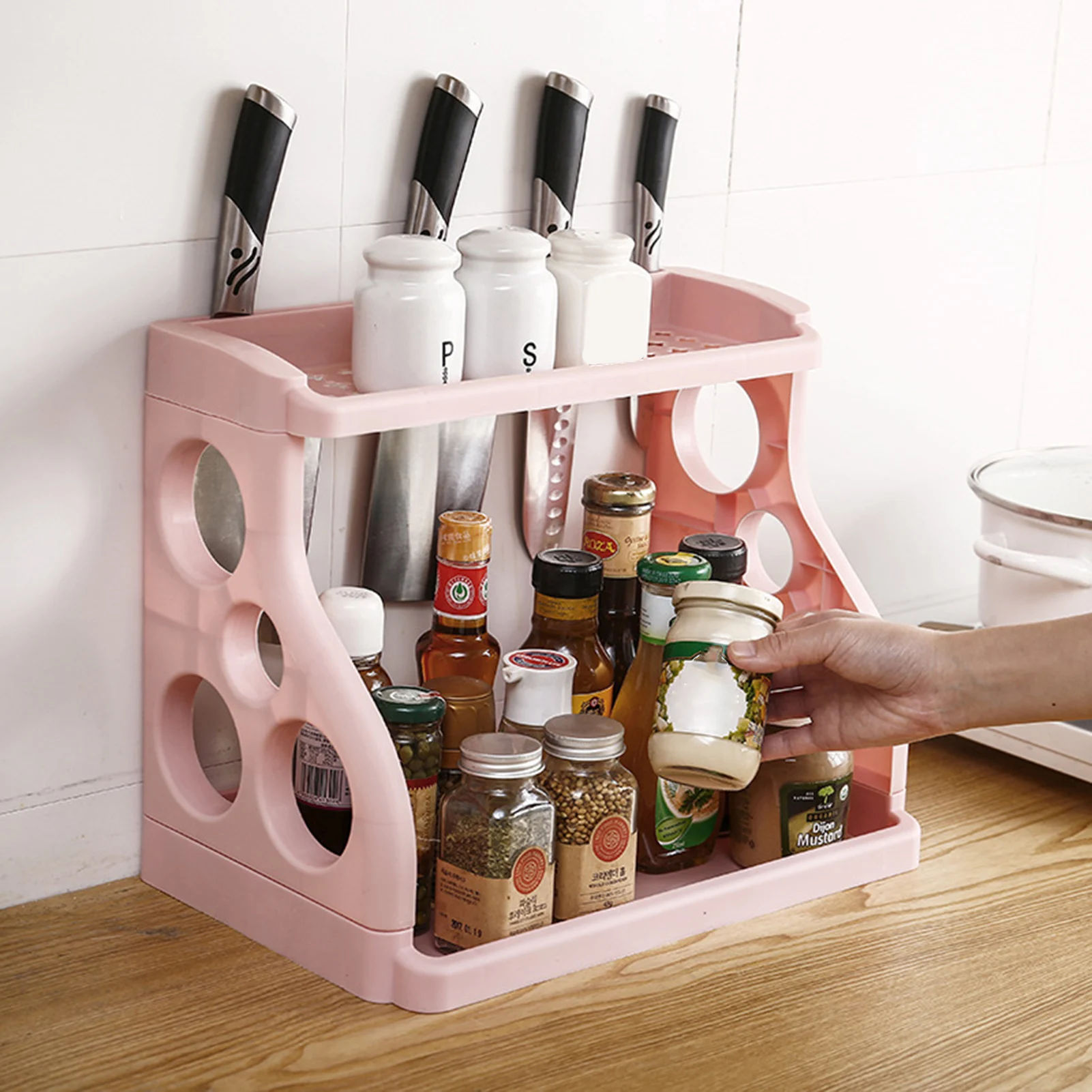 Shelf double-layer storage rack seasoning rack , multifunctional retractable mobile folding kitchen knife storage rack.
Shelf double-layer storage rack seasoning rack , multifunctional retractable mobile folding kitchen knife storage rack.