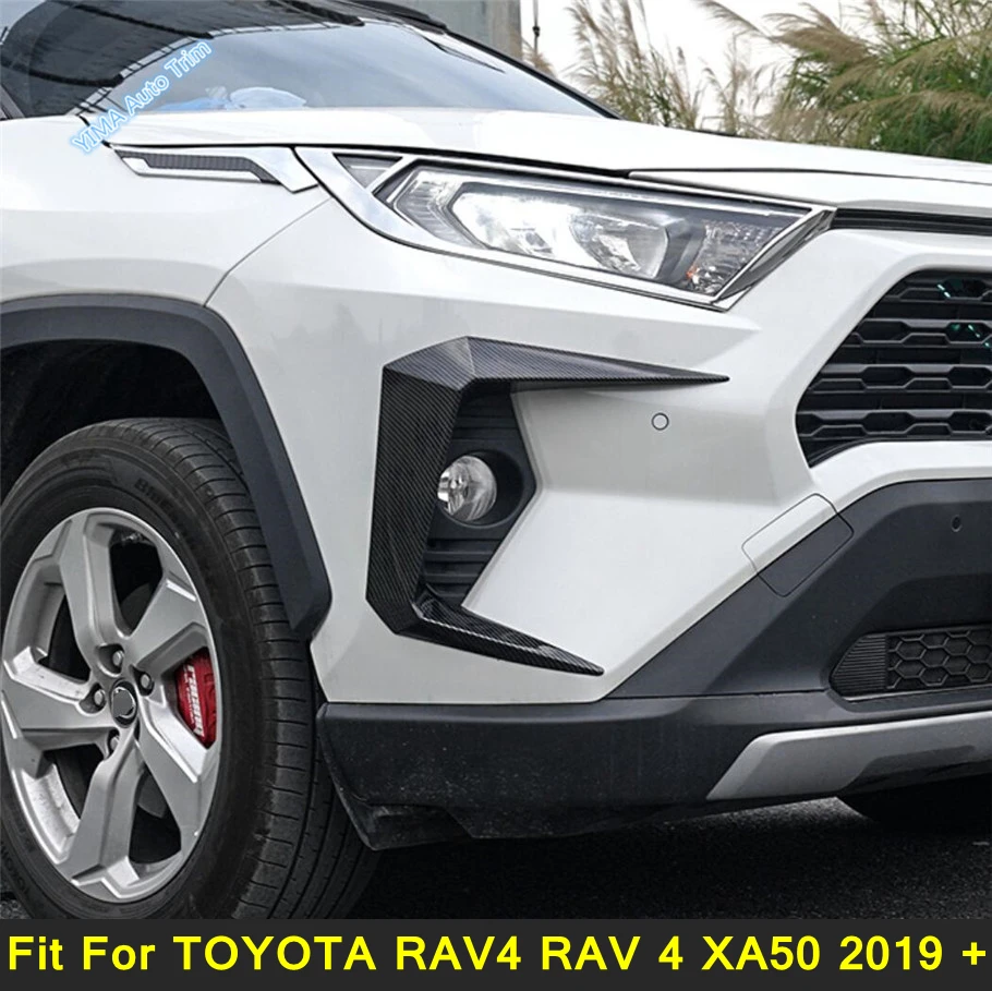 

2PCS Front Fog Lamp Frame Overlay Foglight Cover Trim For TOYOTA RAV4 RAV 4 XA50 2019 - 2022 Carbon Fiber External Spare Parts