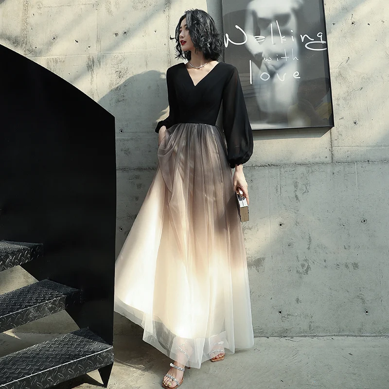 Черные длинные вечерние платья AE561, Новое поступление 2019, сексуальные длинные вечерние платья с V-образным вырезом и длинным рукавом 
Черные длинные вечерние платья AE561, Новое поступление 2019, сексуальные длинные вечерние платья с V-образным вырезом и длинным рукавом