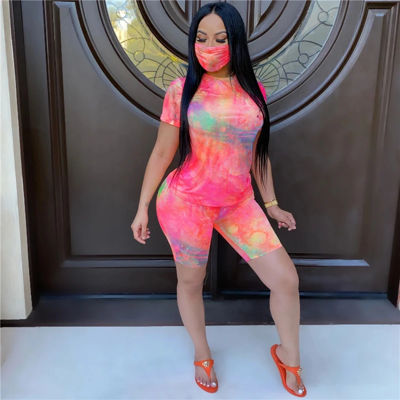 Tie Dye Women Two Piece Set Black Lives Matter Letter Print Summer Suits Casual Shorts Tops With Mask Female Outdoor Sport Set
Tie Dye Women Two Piece Set Black Lives Matter Letter Print Summer Suits Casual Shorts Tops With Mask Female Outdoor Sport Set