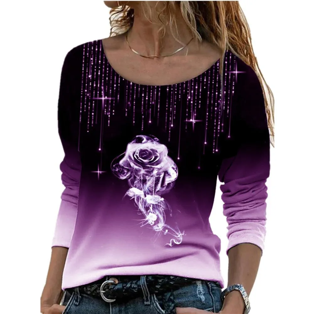 Plus Size Women Long Sleeve Gradient Rose Printed T-Shirt Graphics Oversized Tops Fashion Clothes Casual Loose Blouse Tee Shirt
Plus Size Women Long Sleeve Gradient Rose Printed T-Shirt Graphics Oversized Tops Fashion Clothes Casual Loose Blouse Tee Shirt