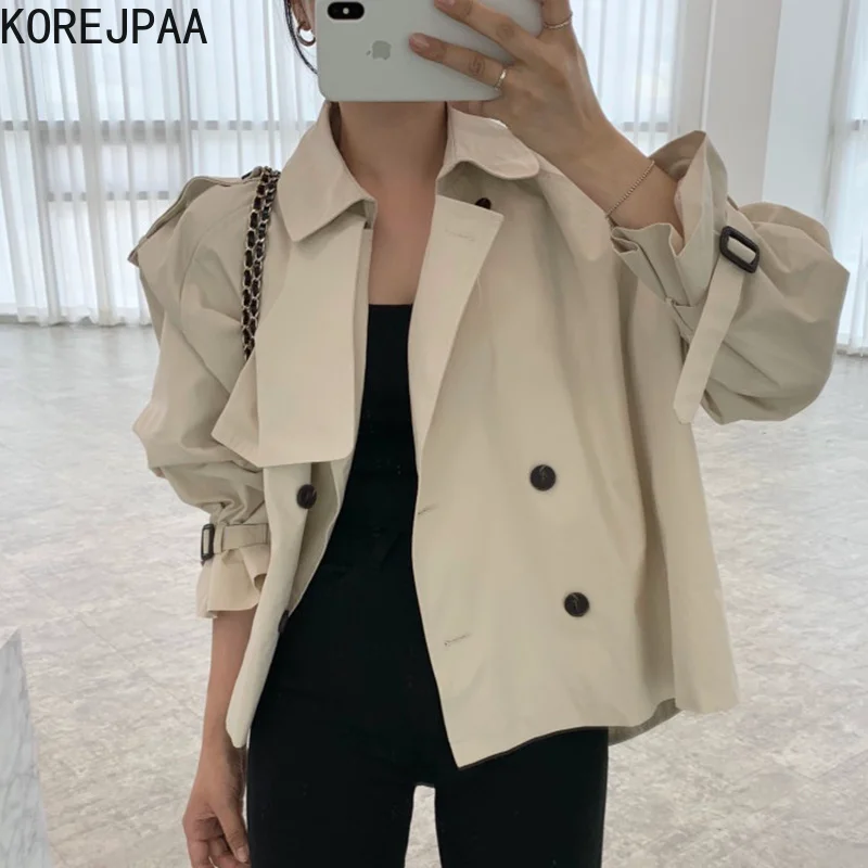 Korejpaa French Casual Trench Coat for Women Double-breasted Loose Short Long Sleeve Tooling Jacket Ladies Autumn Fashion
Korejpaa French Casual Trench Coat for Women Double-breasted Loose Short Long Sleeve Tooling Jacket Ladies Autumn Fashion