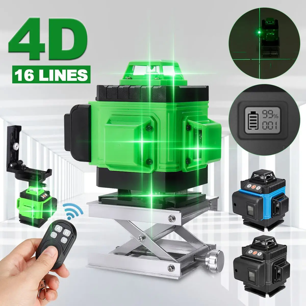 16 Lines 4D Green Laser Level 360° Auto Self Leveling Horizontal And Vertical Cross LED Green Laser Beam Line Remote Control
16 Lines 4D Green Laser Level 360° Auto Self Leveling Horizontal And Vertical Cross LED Green Laser Beam Line Remote Control