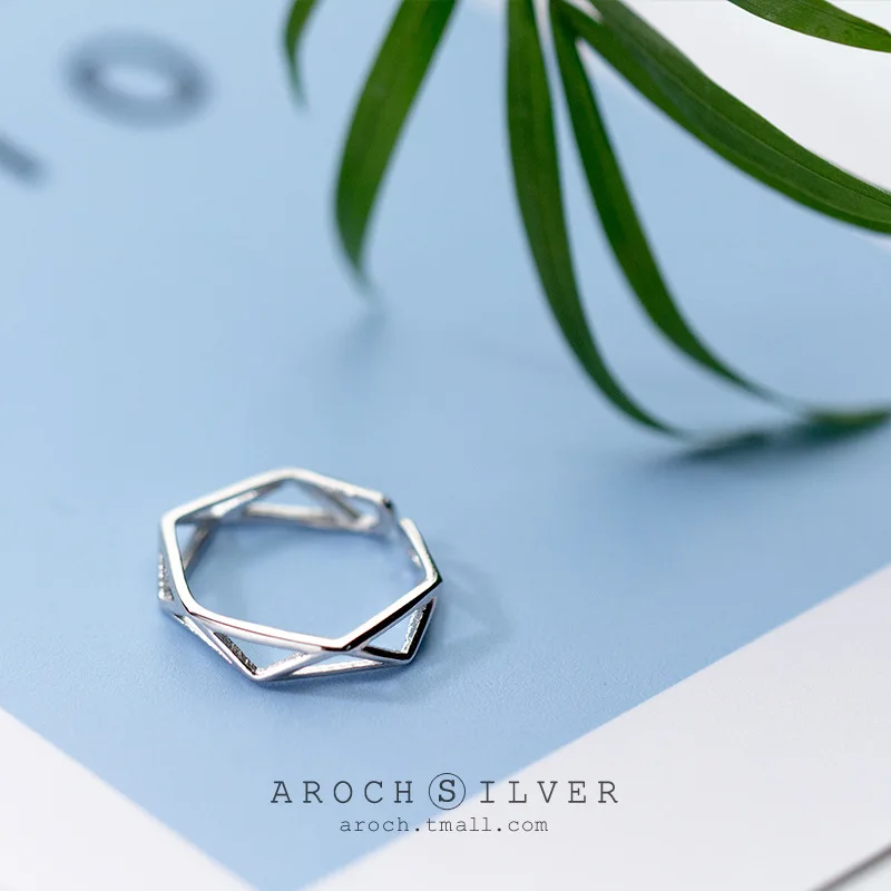 925 Sterling Silver Hexagon Rings for Women Adjustable Size Rings Fashion Wedding Jewelry Anillos Mujer 2021