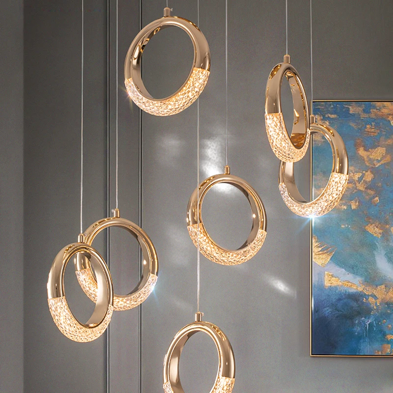 Nordic Light luxury LED pendant light Circle Acrylic chandelier Creativity hanging lamp indoor home bedside bedroom living room
Nordic Light luxury LED pendant light Circle Acrylic chandelier Creativity hanging lamp indoor home bedside bedroom living room