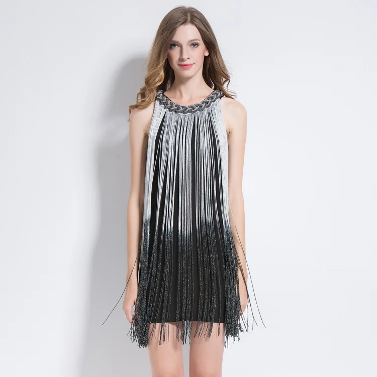 New Style Heavy Industry Dress with Neck Hanging, Fashionable and Irregular Gradual Change Tassel Dress, Women's Dress
New Style Heavy Industry Dress with Neck Hanging, Fashionable and Irregular Gradual Change Tassel Dress, Women's Dress