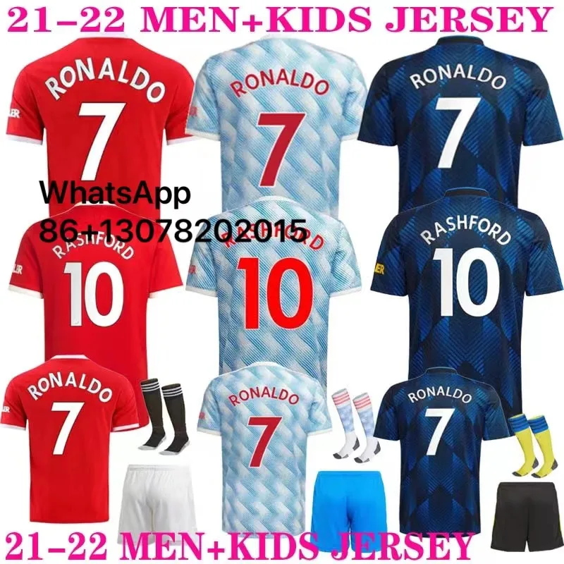 

2021-2022 Manchester jerseys UNITED child CAVANI UTD VAN DE BEEK B. FERNANDES RASHFORD HUMANRACE 21-22 man Kids set shirt