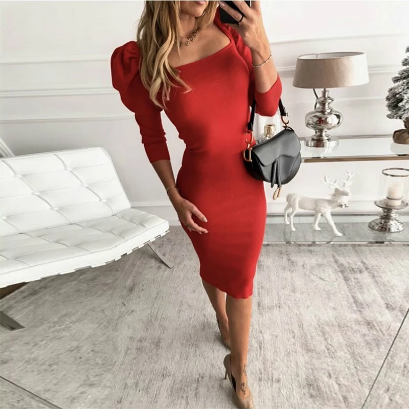 Женское офисное платье с рукавами-фонариками, элегантное облегающее длинное платье с квадратным вырезом, весна-осень
Женское офисное платье с рукавами-фонариками, элегантное облегающее длинное платье с квадратным вырезом, весна-осень