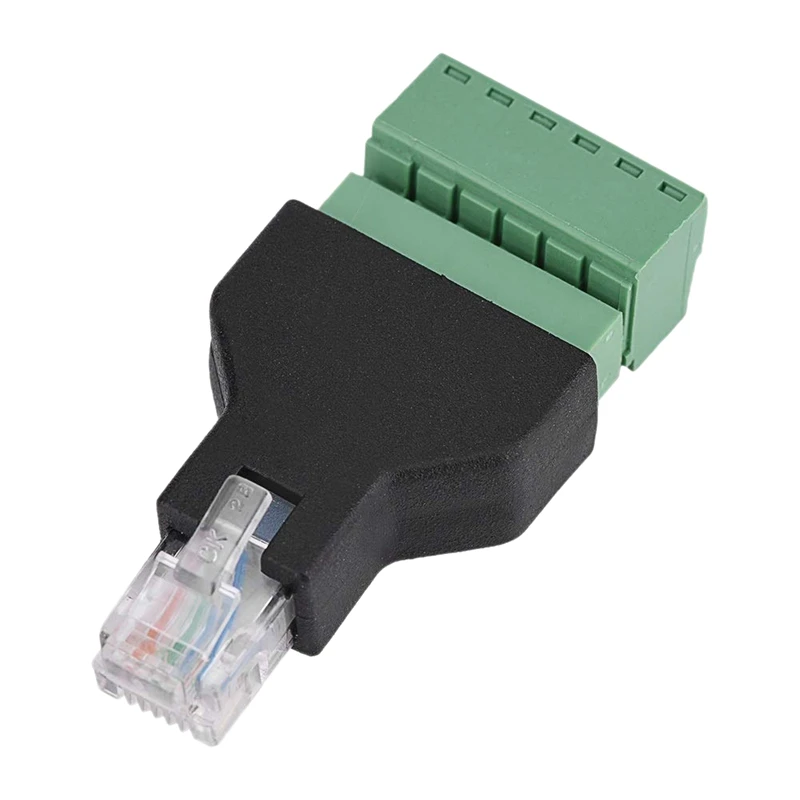 Фото Адаптер разъем Ethernet Rj12 6P6C папа к винтовой клемме 6 Pin сплиттер с защитным клеммным