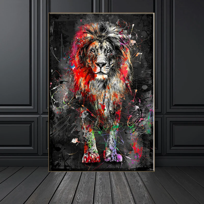 Colorful abstract lion art painting, wild animal pictures on canvas, murals and modern home decoration painting poster Cuadros
Colorful abstract lion art painting, wild animal pictures on canvas, murals and modern home decoration painting poster Cuadros