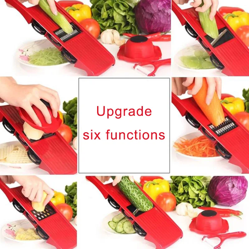 Vegetable Cutter Vegetable Slicer with Steel Blade Potato Peeler Carrot Cheese Grater Mandoline Slicers Kitchen Accessories Tool 
Vegetable Cutter Vegetable Slicer with Steel Blade Potato Peeler Carrot Cheese Grater Mandoline Slicers Kitchen Accessories Tool