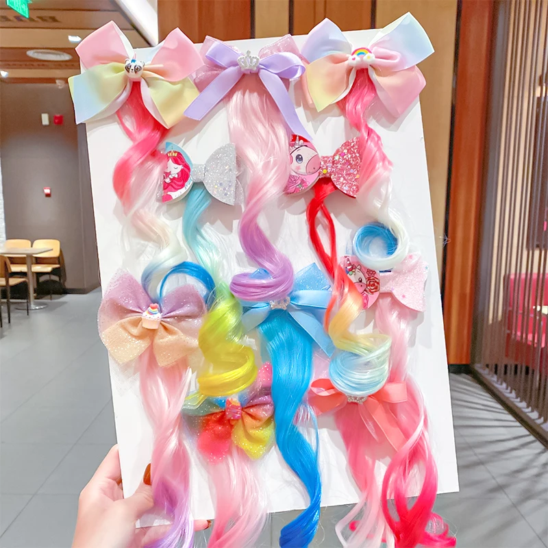 2021 New Girls Cute Cartoon Bow Colorful Wig Hairpins Baby Sweet Hair Clips Princess Barrettes Headband Fashion Hair Accessories
2021 New Girls Cute Cartoon Bow Colorful Wig Hairpins Baby Sweet Hair Clips Princess Barrettes Headband Fashion Hair Accessories