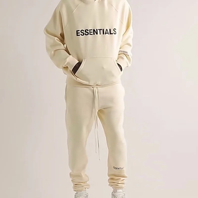 

Conjunto de sudadera y pantalones con capucha para hombre, ropa deportiva masculina con estampado informal con letras
