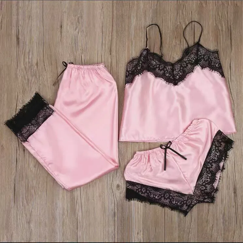 Women Shorts Sexy Lace Pajamas High Quality Pajamas Fashion Home Wear Three-piece Summer Pajamas Women Brand Sling Pajamas Sets
Women Shorts Sexy Lace Pajamas High Quality Pajamas Fashion Home Wear Three-piece Summer Pajamas Women Brand Sling Pajamas Sets