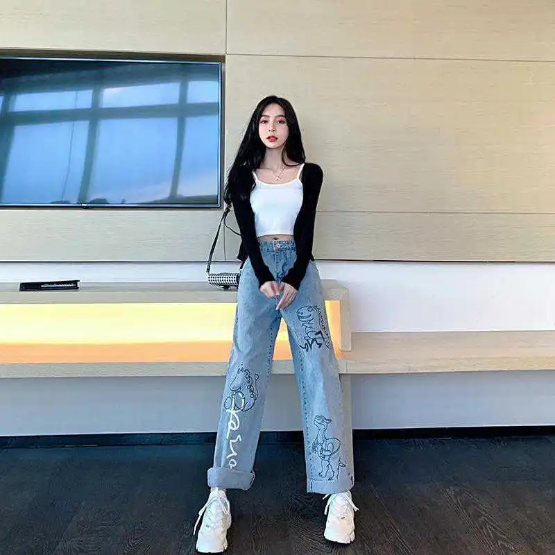 Cartoons Graffiti Straight Denim Trousers Female The Spring And Autumn Period Plus Size High Waist Loose Thin Wide-legged Pants
Cartoons Graffiti Straight Denim Trousers Female The Spring And Autumn Period Plus Size High Waist Loose Thin Wide-legged Pants